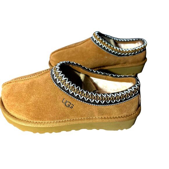 UGG Tasman Chestnut Suede Sheepskin Braid Women's Slippers Size‎ 5/UK3 NEW - Picture 1 of 8